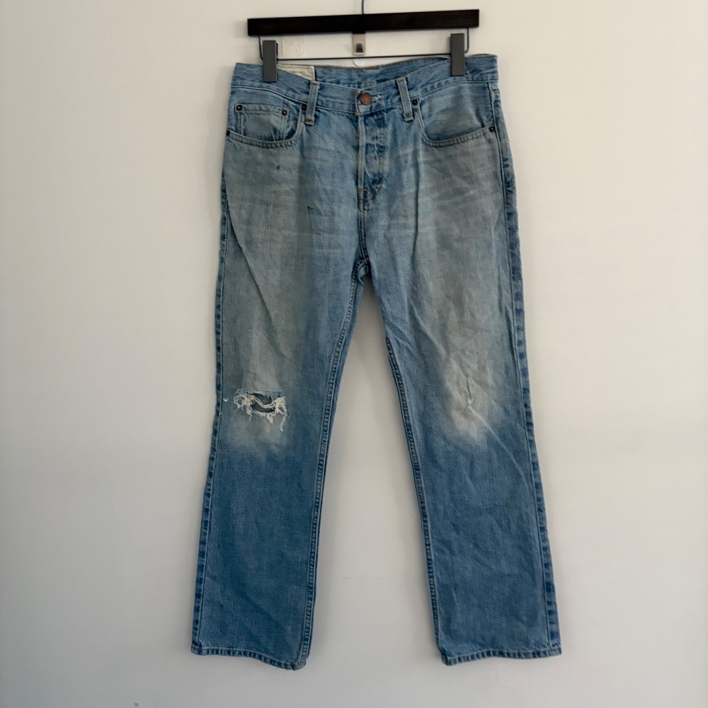 Hollister Womens Low Rise Bootcut Distressed Light Wash Denim Jeans 30x30